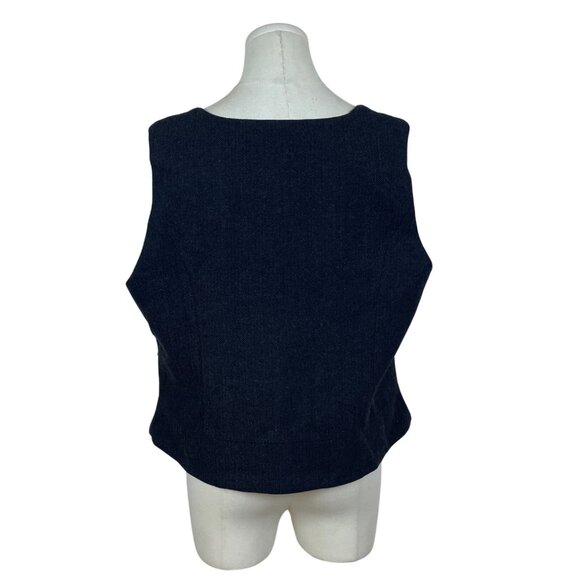 JYDress Women’s Dark Gray Herringbone Vest Button Down Sleeveless Size XL - New - Picture 3 of 8